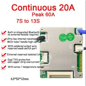JBD BMS Smart BMS 7-14S, ใช้กับ LiFePO4, NMC, Li-ion ตั้งค่าได้ พร้อม Bluetooth NTC มีบาลานช์ในตัว